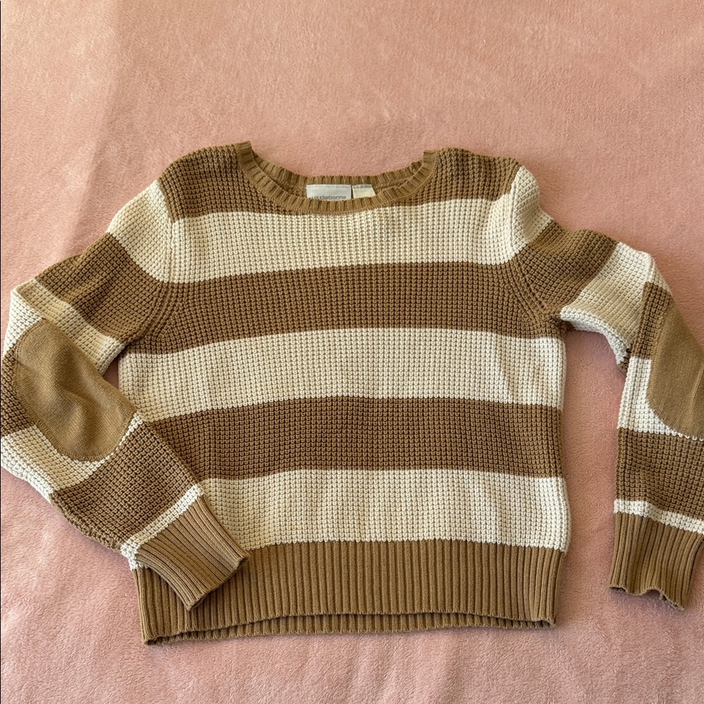 Liz Claiborne Striped Brown and Cream Women's Sweater
